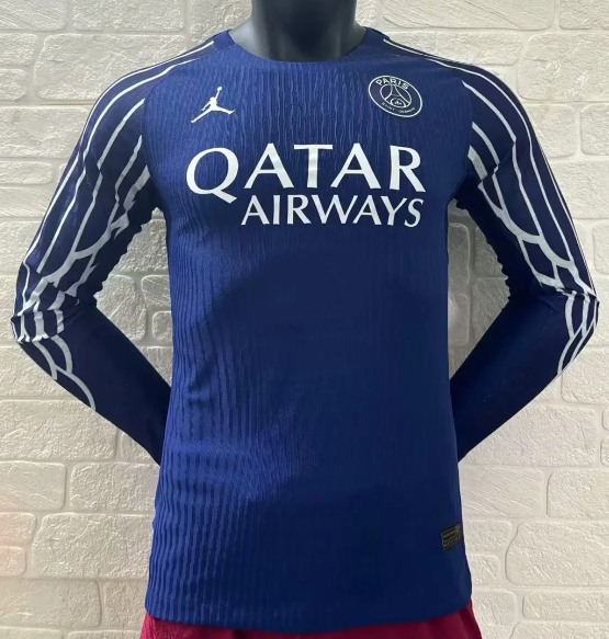 2024/25 PSG 4Th Blue Long Sleeve Player Version Soccer Jersey