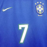 1998 Brazil Away Blue Retro Long Sleeve Soccer Jersey