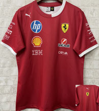 2025 Ferrari Red F1 Team T-Shirt  圆领 背后 一 个广告