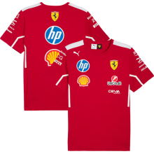 2025 Ferrari Red F1 Team T-Shirt  圆领 背后三个广告