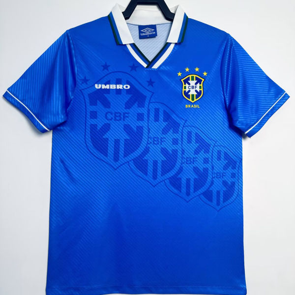 1996 Brazil Away Blue Retro Soccer Jersey