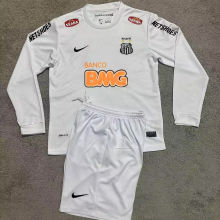 2012/13 Santos White Retro Kids Long Sleeve Soccer Jersey