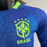 2025/26 Brazil Away Blue Player Version Long Sleeve Soccer Jersey