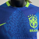 2025/26 Brazil Away Blue Player Version Long Sleeve Soccer Jersey