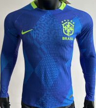 2025/26 Brazil Away Blue Player Version Long Sleeve Soccer Jersey