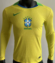2025/26 Brazil Home Yellow Player Version Long Sleeve Soccer Jersey