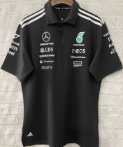 2025 Mercedes AMG Petronas F1 Black POLO Team T-Shirt  有领