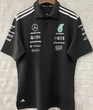 2025 Mercedes AMG Petronas F1 Black POLO Team T-Shirt  有领