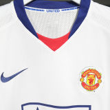 2008/2009 M Utd Away White Retro Player Version Long Sleeve Jersey 球员版长袖