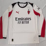 2025/26 AC Milan Away White Long Sleeve Fans Soccer Jersey