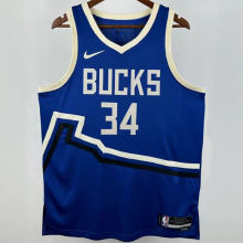 2025/26 Bucks ANTETOKOUNMPOL #34 Blue City Edition NBA Jerseys