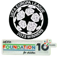 UEFA EUROPA LEAGUE 2025 WINNERS 欧联冠军章 + 10周年公平条 (You can buy it Or tell me to print it on the Jersey )