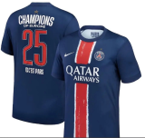 Copy CHAMPIONS 2024/25 PSG 1:1 Quality Home Blue Fans Soccer Jersey  “带星”