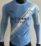 2025/26 Man City Home Blue Player Version Long Sleeve Soccer Jersey