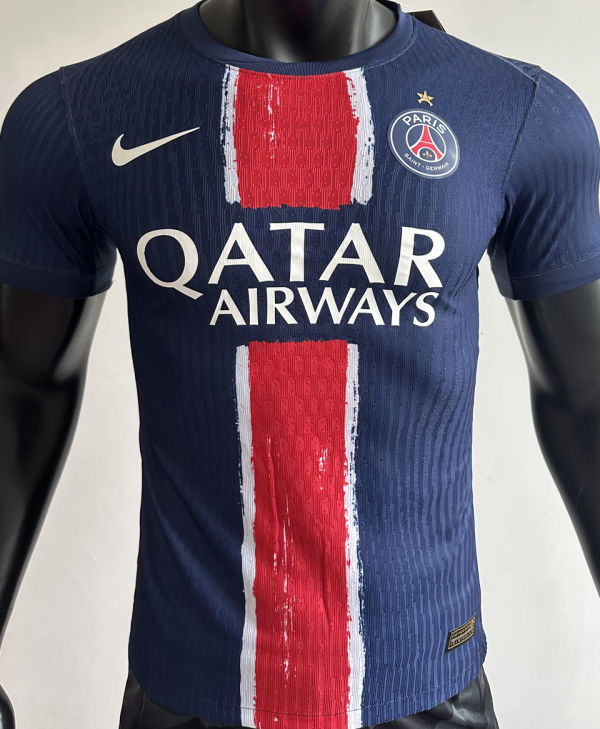 Copy 2024/25 PSG Home Blue Champion Style Player Version Soccer Jersey 前后带星塔