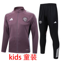 2025/26 M Utd Grey Purple Kids Jacket Tracksuit