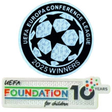 UEFA EUROPA CONFERENCE LEAGUE 2025 WINNERS 欧协联冠军章 + 10周年公平条 (You can buy it Or tell me to print it on the Jersey )