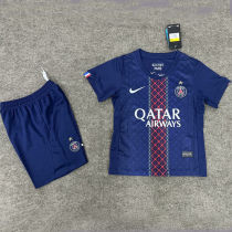 2025/26 PSG Home Blue Kids Soccer Jersey （Embroidery Champion Star） 刺绣的前塔星