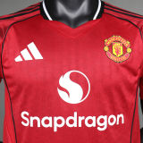 2025/26 M Utd Home Red Player Version Soccer Jersey