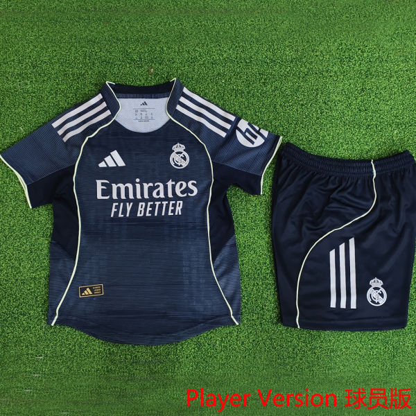 2025/26 RM Away Black Player Version Kids Soccer Jersey 球员版童装
