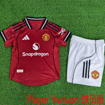 2025/26 M Utd Home Red Player Version Kids Soccer Jersey 球员版童装