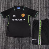 1998/1999 M Utd Away Black UCL Version Retro Kids Soccer Jersey