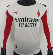 2025/26 AC Milan Away White  Player Version Long Sleeve Soccer Jersey
