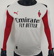 2025/26 AC Milan Away White  Player Version Long Sleeve Soccer Jersey