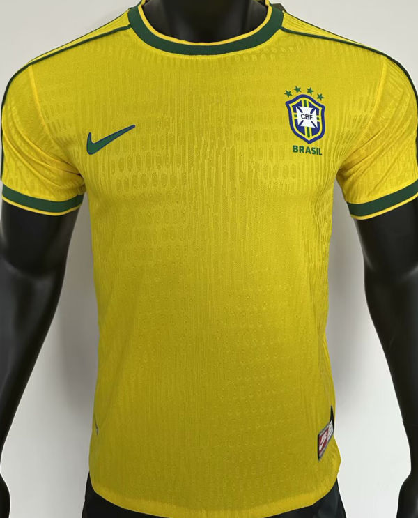 1998 Brazil Home Yellow Retro Player Version Soccer Jersey 球员版