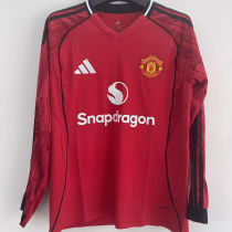 2025/26 M Utd Home Fans Long Sleeve Soccer Jersey