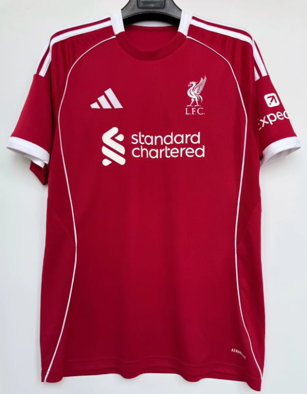 2025/26  LFC 1:1 Quality Home Red Fans Soccer Jersey 背有97标
