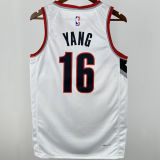 Trail Blazers YANG #16 White NBA Jersey
