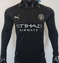 2025/26 Man City Away Black Player Version Long Sleeve Soccer Jersey