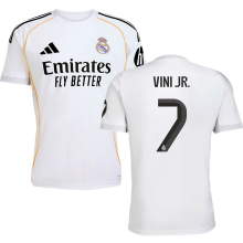 VINI JR． #7 RM Home 1:1 Quality White Fans Soccer Jersey 2025/26（UCL Font) ★★