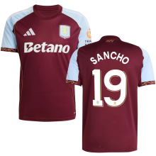 SANCHO #19 Aston Villa Home Fans Soccer Jersey 2025/26 (UCL Font 欧冠字体 ) ★★