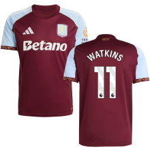 WATKINS #11 Aston Villa Home Fans Soccer Jersey 2025/26 (League Font 联赛字体 ) ★★