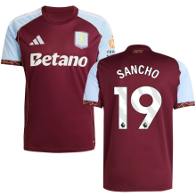 SANCHO #19 Aston Villa Home Fans Soccer Jersey 2025/26 (League Font 联赛字体 ) ★★