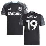 SANCHO #19 Aston Villa Away Black Fans Soccer Jersey 2025/26 (League Font 联赛字体 ) ★★