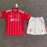 2025/26 Nottingham Forest Home Red Kids Soccer Jersey 胸前带广告