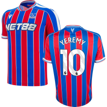 YEREMY #10 Crystal Palace Home Fans Soccer Jersey 2025/26 (League Font 联赛字体 ) ★★