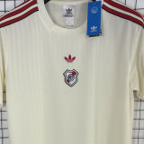 2025/26 River Plate Retro Style Beige Fans Soccer Jersey 米王色