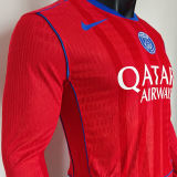 2025/26 PSG Third Red Player Version Long Sleeve Soccer Jersey