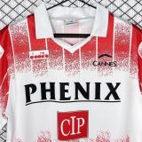 1991/1992 AS Cannes Home Retro Long Sleeve Soccer Jersey