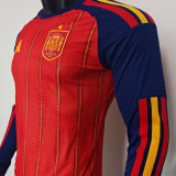 2026/27 Spain Home Red Player Version Long Sleeve Soccer Jersey