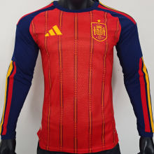 2026/27 Spain Home Red Player Version Long Sleeve Soccer Jersey