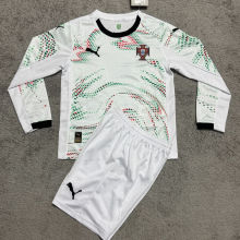 2025/26 Portugal Away Kids Long Sleeve Soccer Jersey 长袖童装