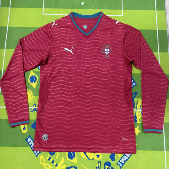 2026/27 Portugal Home Red Fans Long Sleeve Soccer Jersey
