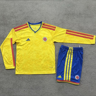 2026/27 Colombia Home Yellow Kids Long Sleeve Soccer Jersey