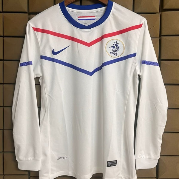 2010 Netherlands Away White Retro Long Sleeve Soccer Jersey