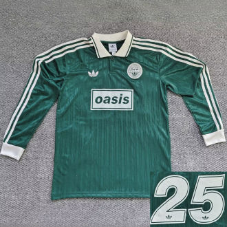 2025/26 AD x oasis #25 Green Retro Style Fans Long Seelve Soccer Jersey (Have No.25 带号码）